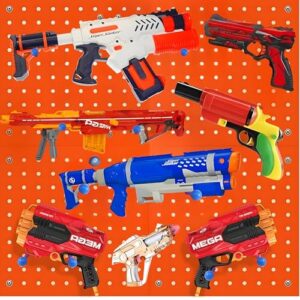 Wooden Peg Board for Nerf Gun Storage Organizer 13 x 13 x 0.31 in - Orange