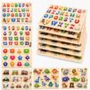 Wooden Peg Puzzles for Toddlers Ages 3-5, 6 Pack Large ABC Alphabet Number Shape Animal Dinosaur Vehicle Puzzle Set, Preschool Learning Toys, Montessori Educational Gifts for 3 4 5 Kids Boys Girls