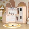 Wooden Play Kitchen Toy with Light & Sound, Kids Kitchen Playset, Ages 3+