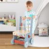 Wooden Push Walker with Activity Center for Early Development – Convertible Learning Toy with Shape Sorter, Clock, and Tool Bench