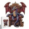 Wooden Puzzle for Adults, Dragon on the Throne Irregular Unique Shape Jigsaw Puzzles, Stress Relief,Home Decor Art Puzzles, Ideal Gift for Puzzle Lovers (M 8.2 * 7.2 INCH 110PCS)