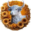 Wooden Puzzle for Adults, Sunflower Highland Cow Wooden Jigsaw Puzzle 200 Piece, Unique Animal Shaped Wooden Puzzles Adults, Fun Challenging Puzzle Gifts for Friends Family Game Home Decor 11.2*9.2in
