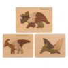 Wooden Puzzle for Toddler 1-3, Montessori Dinosaur Toys for Kids 2 Year Old, Preschool Educational Toy | Learning Animal & Number, 3 Pack Natural Wood Jigsaw Puzzles for Boys Girls Ages 2-4