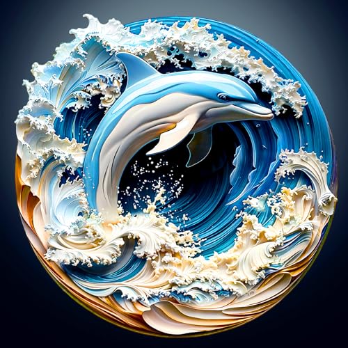 Wooden Puzzles for Adults - Dolphin Wooden Jigsaw Puzzle - Unique Shape 3D Vision Wood Puzzles Adult - Christmas Birthday Gifts for Adults/Friends/Family - 200pcs 11.4 * 11.4in
