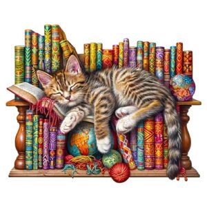 Wooden Puzzles for Adults - Dreamy Cat Wooden Jigsaw Puzzle - Unique Animal Shaped Wood Puzzles Adult - Christmas Birthday Gifts for Adults/Friends/Family - 190pcs 11.4 * 9.2in