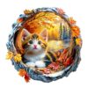 Wooden Puzzles for Adults - Kitten in Autumn Wooden Jigsaw Puzzle, Unique Animal Shaped Wood Puzzles Adult, Christmas Birthday Gifts for Friends/Family, Home Decor 11.4 * 11.3in 190pcs