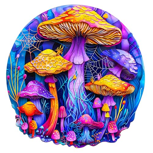Wooden Puzzles for Adults - Paper Cut Mushroom Wooden Jigsaw Puzzle - Unique Animal Shaped Wood Puzzles Adult - Christmas Birthday Gifts for Adults/Friends/Family - 200pcs 11.4 * 11.1in