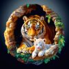 Wooden Puzzles for Adults - Unique Animal Shaped Tiger Family Puzzle, 3D Vision Wooden Jigsaw Puzzle, Christmas Birthday Gifts for Friends/Family, Home Decor 11.4 * 11.4in 200pcs