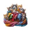 Wooden Puzzles for Adults, Colorful Fabric Cat Puzzles, Wood Adult Puzzle, Puzzle Gifts for Women Men (L-13.4 * 12.8 in 255pcs)