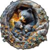 Wooden Puzzles for Adults,Parent-Child Black Bears Wooden Jigsaw Puzzles,Unique Shape Advanced Animal Jigsaw Puzzle for Adults and Kids,Challenge Wooden Jigsaw Puzzle.(M-11.6 * 11.6in 262pcs)