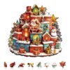 Wooden Puzzles for Adults,Santa Claus House Puzzle,Unique Shaped Christmas Wooden Jigsaw Puzzles for Adults, Family Puzzle.(11.4 * 11.1 in 185pcs)