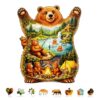 Wooden Puzzles for Adults, The Lives of Bears Wood Puzzles Adult, Unique Animal Shaped Wooden Jigsaw Puzzle, Creative Birthday Gifts for Friends/Family/Puzzle Lovers, Home Decor(M-11.4 * 9.4in 185pcs)
