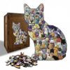 Wooden Puzzles for Adults, Unique Cat-Shaped Wooden Jigsaw Puzzle, Holiday,Birthday&Housewarming Gifts for Puzzle Lovers, Family and Friends (L-9.5 * 12.6 inch 183PCS)