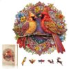Wooden Puzzles for Adults, Wooden Cardinal Puzzle, Wooden Jigsaw Puzzles for Adults, Birthday for Puzzle Lover (M-11.9 ×11.8in - 200pcs)
