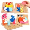 Wooden Puzzles for Toddlers 1-3, Animal Themes Puzzles Montessori Toys