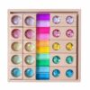 ＡＷＨＡＯ Wooden Sensory Stacking Toy Faceted Wooden Gem Blocks Clear Glossy Acrylic Stacking Board, High Transparency Rainbow Block Set 4