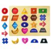 Wooden Shape Peg Puzzles, Peg Puzzle, Wooden Pegboard Puzzles with Knob