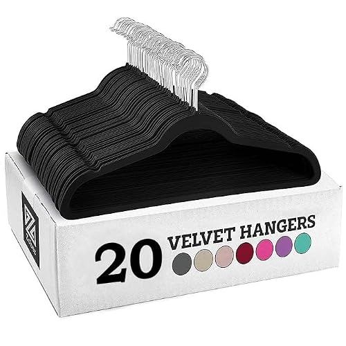 Wooden Suit Hangers Pack of 20 with Non Slip Pants Bar - Smooth Finish Solid Wood Coat Hanger with 360° Swivel Hook and Precisely Cut Notches for Camisole, Jacket, Pant, Dress Clothes Hangers