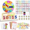 Wooden Teaching Clocks for Kids, Analog Clock Time Learning Activity Toy