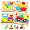 Wooden Toddler Puzzles Gifts Montessori Toys for 1 2 3 Years Old Boys Girls