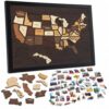 Wooden USA Travel Map Puzzle, 12x10 Puzzle United States Journey Tracker Maps with US Map Stickers, Wooden Plate Stand and Glue Dots, Rv Vacations Home Classroom Wall Art Home Decor (Wood)