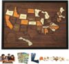 Wooden USA Travel Map Puzzle | A Stylish Way to Track Your Journey & Memories | United States Map Tracker Puzzle Frame | Pin Board with Elements Sticker & Stand Holder for Home Wall Art Decor