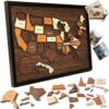 Wooden USA Travel Map Puzzle, Interactive State-by-State Journey Tracker Maps Pin Board for Traveling, Removable USA Maps Puzzles for Journey Memories, Gift for Couple Family Art Home Decor (Standard)