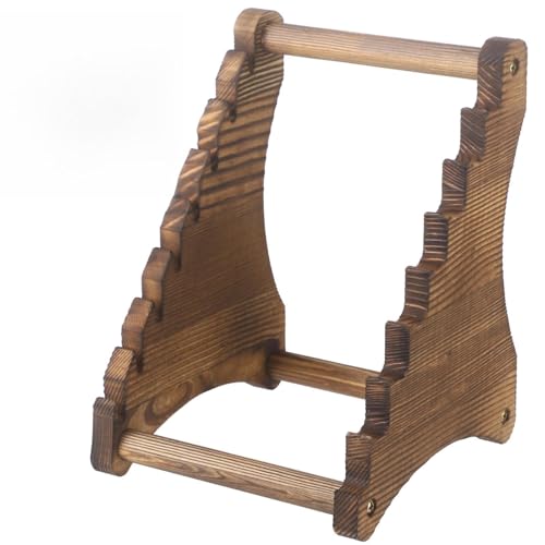 Wood Knife Display Rack, 8 Slot Countertop Knife Organizer, Wooden Knife Holder Stand with Tiered Design, Space Saving Storage for Kitchen and Home Displays, 6.69 x 6.8 x 9.25 in