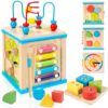 WOODMAM Wooden 7-in-1 Activity Cube, Montessori Toys for 1 Year Old