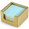 Wood Sticky Note Holder, 3 x 3 Inch Post It Note Dispenser for Office Desk Accessories, Self Stick Note Pad Holder, Memo Pad Holder Dispenser Organizer for School Office Desk Supplies, Gold