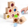 Woodtoe Montessori Stacking Toy for 3 4 5 6 Year Old, Rainbow Building Blocks for Toddlers, Acrylic Gem Ball Stacking Blocks & Wooden Blocks, Educational STEM Creative Sensory Toys for Boy Girl 3-6