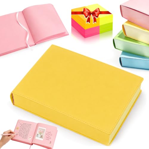 WOPZXXR Upgrade Thickened Color Brick Notebook, 720 Pages Thick Journal for Writing, A5 Hardcover Leather Journal Notebook with 80Gsm Bleedproof Paper for Women Men Work & Note Taking (Yellow, A5)