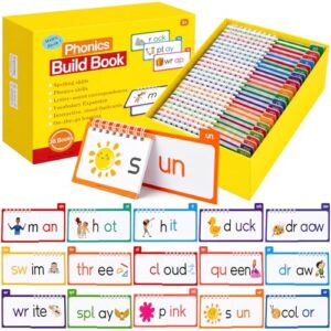 Word Family Build Book 36Pcs Read & Rhyme Flip Books, Sight Words Flash Cards Kindergarten, Phonics Flash Cards for Kids Classroom Homeschool Preschool Learning Activity