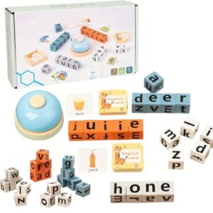 Word Spelling Dice Game, Letter Blocks & Cubes, Word Card Matching Board Game, Educational Fun Game for Family, Preschool Learning, Travel & Party(1pcs)
