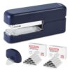 WORKPRO 2-in-1 Stapler with Staples & Staple Remover, 40 Sheet Capacity, Flat Clinch Design, Storage Space, Includes 2000 Standard Staples - Non-Slip Office Stapler for Desk, Classroom, Dark Blue