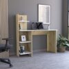 Workspace for Work Study Writing, Laptop Desk for Bedroom，Four Shelves, White/Pine