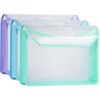 WORPSON Plastic Expanding File Folder, Clear Envelopes Fit Letter & A4 Size, Folders for Documents with Snap Closure, No Dividers, Large Capacity (3, Cool Colors)