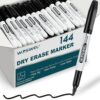 WOSWEL Dry Erase Markers Bulk, 144 Pack Black Fine Tip Whiteboard Marker, Fine Point, Low Odor Dry Erase Pen for School Office Home