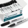 WOSWEL Dry Erase Markers Bulk, 72 Pack Black Fine Tip Whiteboard Markers