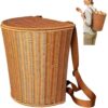 Woven Rattan Backpack Basket, Large Wicker Market Basket with Adjustable Straps, Harvest Basket for Gardening, Flower & Berry Picking, Grocery Shopping, Picnic, Farmers Market, Home Storage
