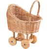 Woven Rattan Stroller Shaped Flower Basket, Vintage Wicker Baby Carriage Planter for Floral Arrangements, Baby Shower Wedding Party Decor Centerpieces for Tables, Floral Rustic Home Decor (Tiny)