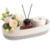 Woven Toilet Paper Basket - Storage Basket for Back of Toilet, Over Tank, Small Basket for Home Decor, Bathroom, Living Room, Bedroom Organizer (White and Grey, M - 14.2" L x 6.3" W x 3.8" H)