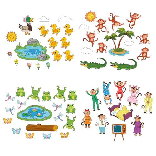 WovWeave 4 Set Felt Story Board Sets for Toddler Educational Storytelling Felt Book Board Stories for Preschool Learning Classroom Activity(Animals)