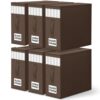 WOWBOX Sheet Organizers and Storage,Closet Bed Sheet Organizer Under Bed Storage and Organization with Label Cards & Clear Window for Bedding Sheets,Duvet Covers,Blankets (6 Pack，Brown)