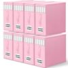 WOWBOX Sheet Organizers and Storage,Closet Bed Sheet Organizer Under Bed Storage and Organization with Label Cards & Clear Window for Bedding Sheets,Duvet Covers,Blankets (8 Pack，Pink)