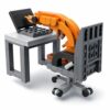 WOWOBONTOY Working Shrimp Man Building Blocks Set, 155PCS Mini Stressed Burnout Shrimp Figure Model Kit with Computer Setup, Creative Funny Desktop Ornament Gift