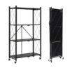WOYONFIT 4-Tier Foldable Metal Storage Shelves with Wheels