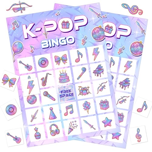 WPDISCZ Purple Demon Party Bingo Games Korean Pop Themed Party Favors Purple Lightning Birthday Party Boys Girls Hunters Theme Supplies