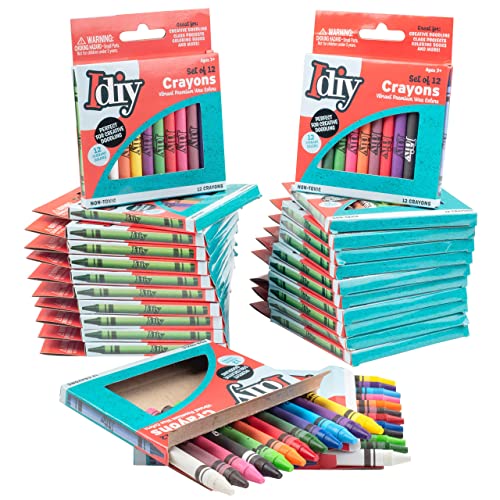 Wrapped Wax Crayons (24 Packs, 12 Colors, 288pc) Individually Packaged Boxes- ASTM Safety Tested for Kids, Teachers, Restaurants, Preschool Arts & Crafts, Bulk School Classroom Art Supplies