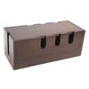 Wrenmor Wooden Wire Storage Box For Cable Management, Cord Organizer For Power Strips, Routers And TV Accessories, Solid Wood Desk(Dark brown)